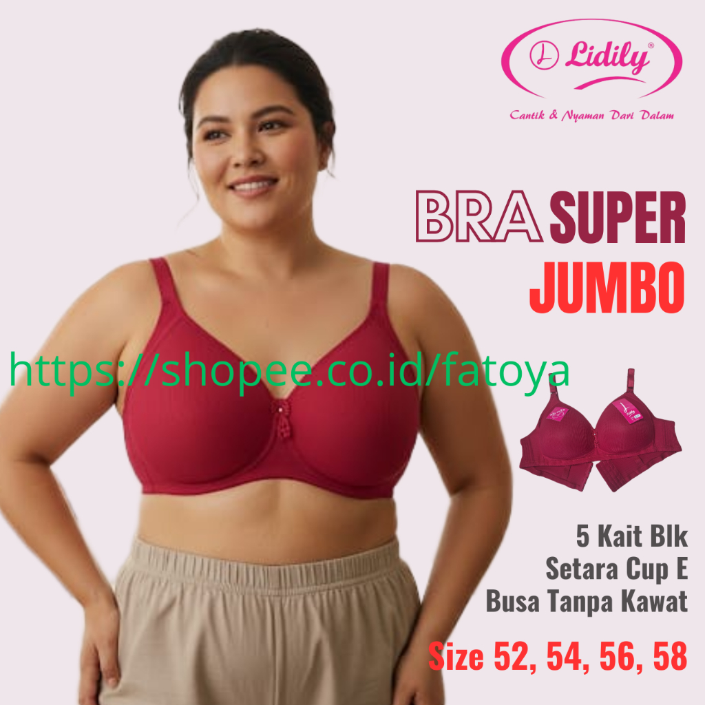 LYDYLY Bra BH Busa Tanpa Kawat Big Cup Super JUMBO Cup E Size 52-58