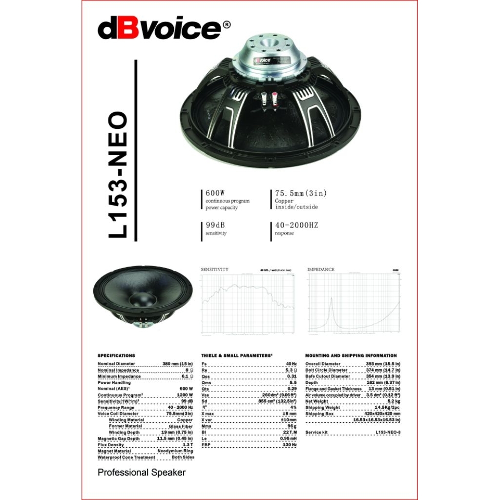 Speaker db voice L153 Neo voice coil 3 inch
