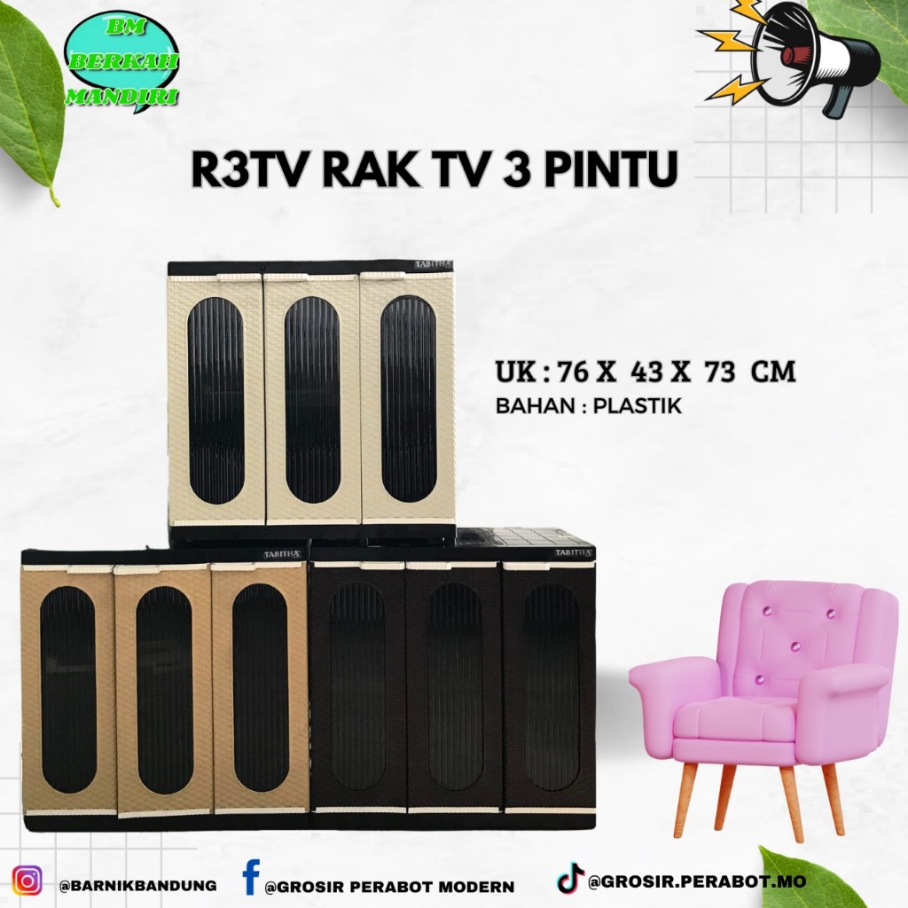 lemari tv/Meja Tv Minimalis Modern R3TV Lemari Plastik Serbaguna Rak Multifungsi Tabitha