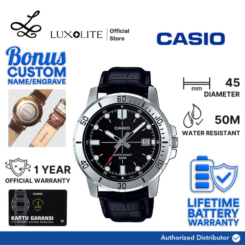 [Luxolite] CASIO Jam Tangan Pria Analog MTP-VD01L-1EVUDF/MTP-VD01L-1EV/MTP-VD01L-1E Leather Strap