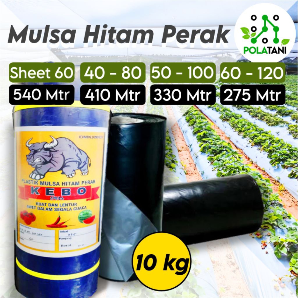 Plastik Mulsa Hitam Perak 1 Roll 10 Kg/Mulsa Pertanian Cap Kebo