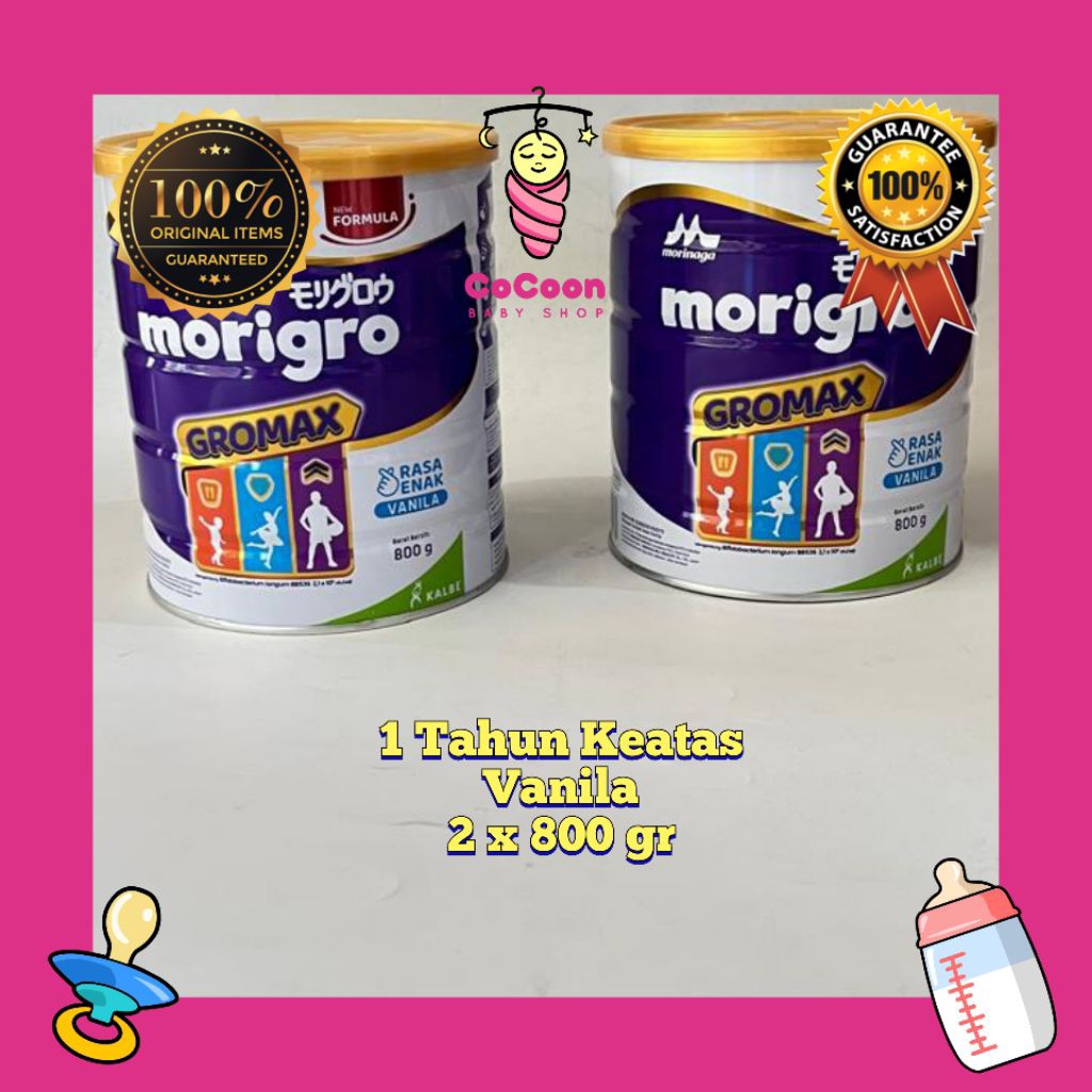 Susu Bayi Kalori Tinggi Penambah Gizi Morinaga Morigro 800 gr x2 Kaleng Vanila / Madu