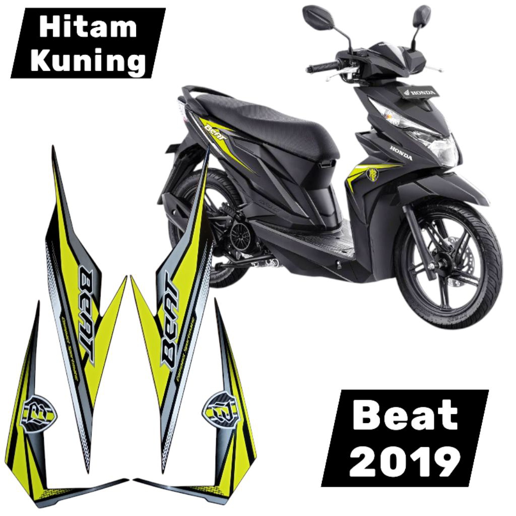 striping honda beat 2019 hitam kuning, lis motor honda beat 2019 hitam kuning