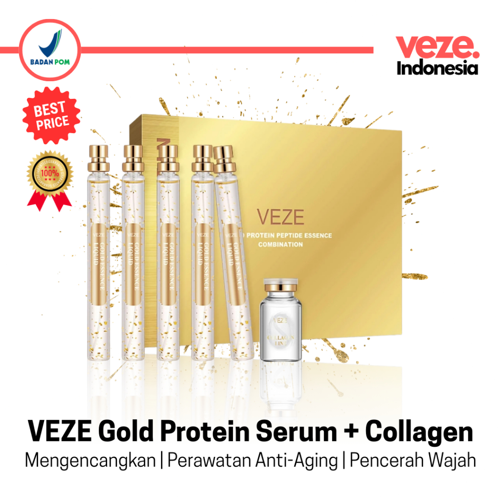 VEZE Gold Protein Line Peptide Serum + Collagen Tanam Benang Tanpa Jarum | Mencerahkan wajah