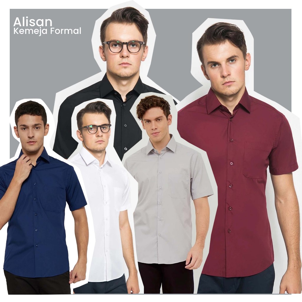 Alisan Kemeja Lengan Pendek Polos Slimfit PLSSFSS / Kemeja Pria Lengan Pendek Premium