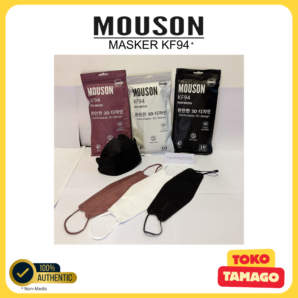 Murah Masker KF94 50pcs Bundle MOUSON Masker Mulut Dewasa Hitam Putih Masker 4 Lapisan Premium