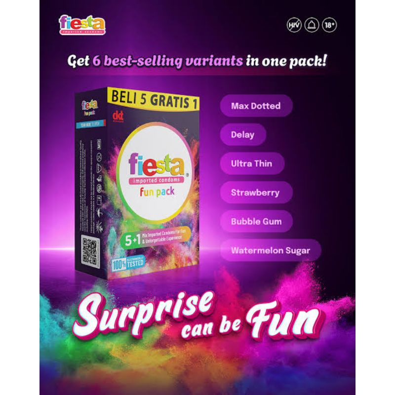 Kondom FIESTA Fun Pack 1 Kotak 6 Pcs / Fiesta Kondom