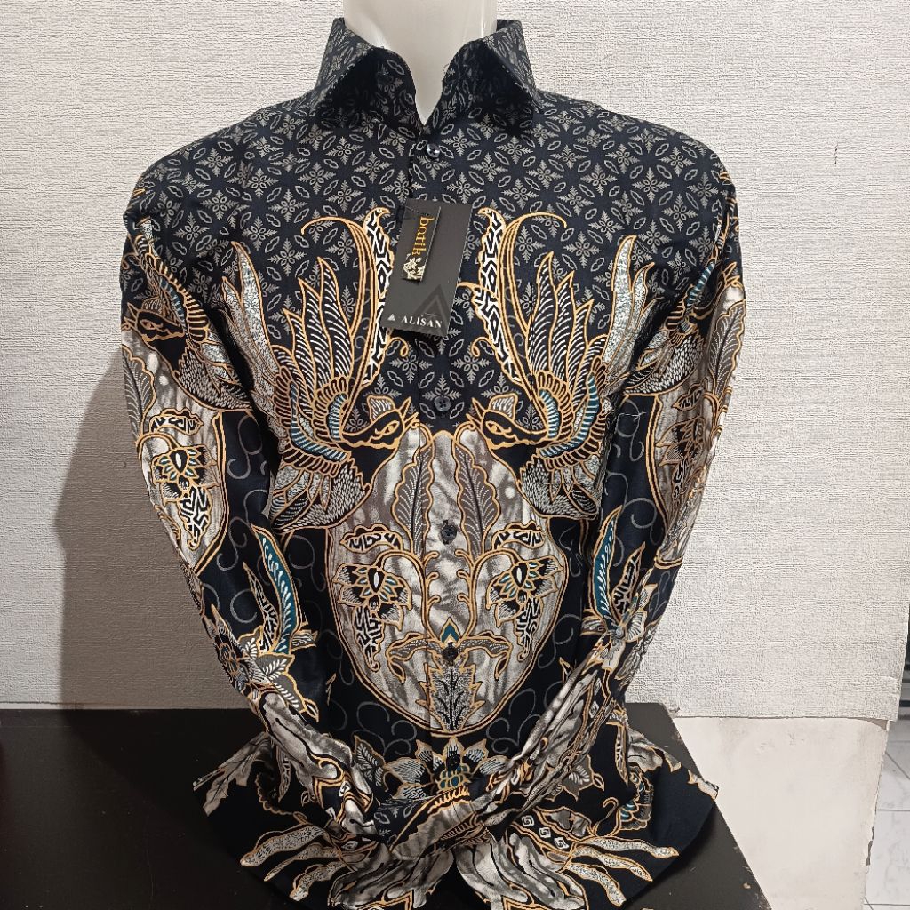 Lengan Panjang Reguler ALISAN Batik 10746 Motif Burung Garis Kuning