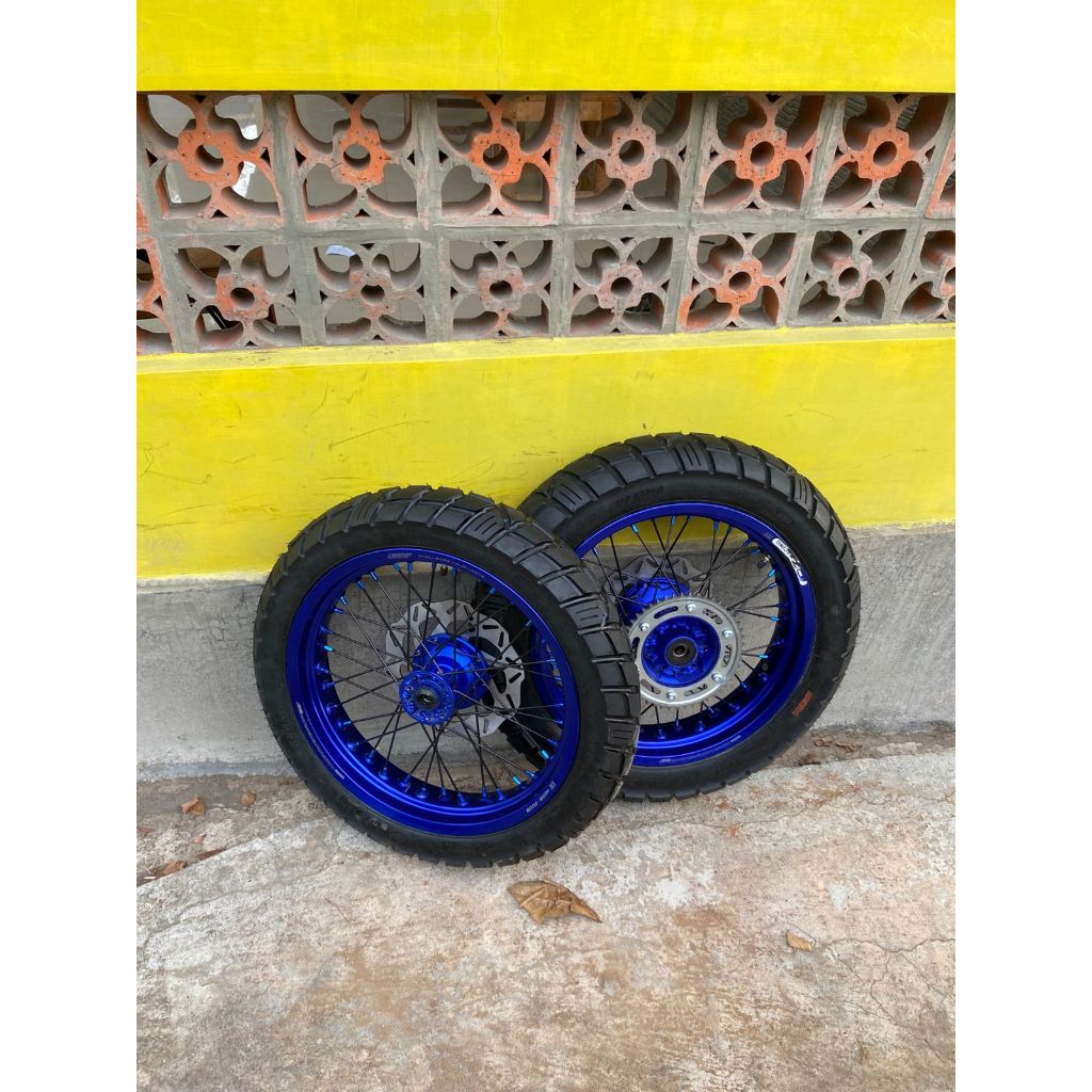 Roda Supermoto CRF Bekas Full Scarlet 300/350 Tromol CNC  Ban Kenda Dual Purpose Ring 17
