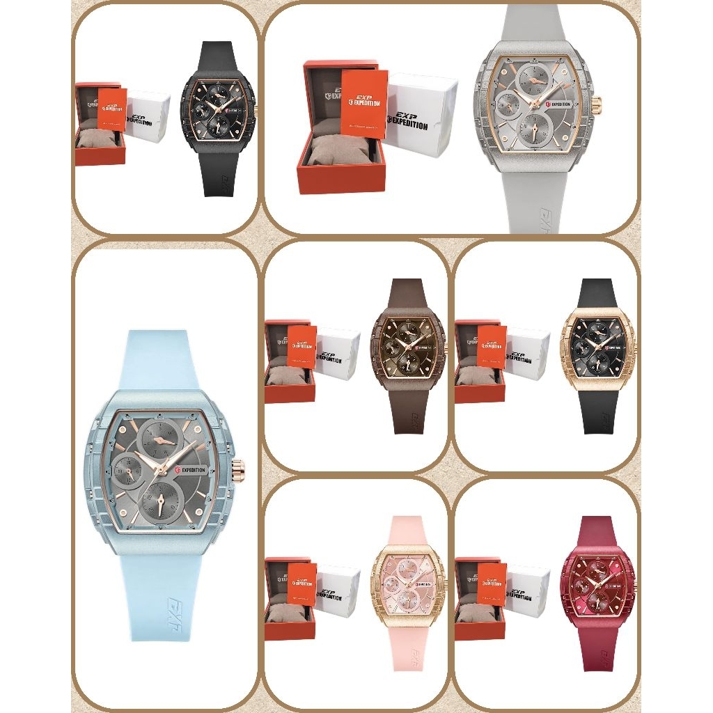 Jam Tangan Wanita Expedition 6782 E6782 EXP 6782 Tali Karet / Rubber