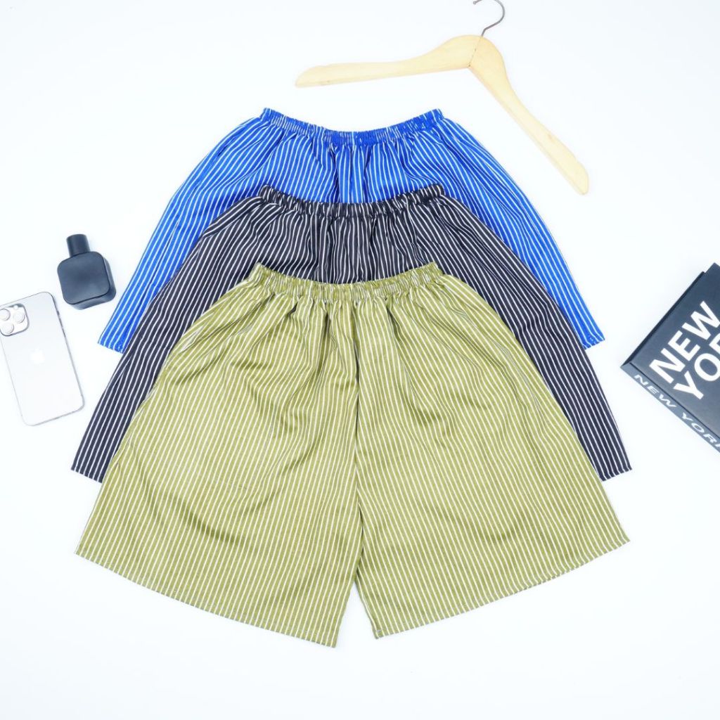 CELANA PENDEK PRIA WANITA KOLOR BOXER MOTIF GARIS GARIS SALUR