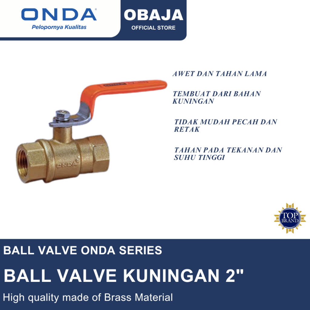 Onda Ball Valve 2" Onda / Stop Kran Kuningan Onda / Ball Valve Brass Onda
