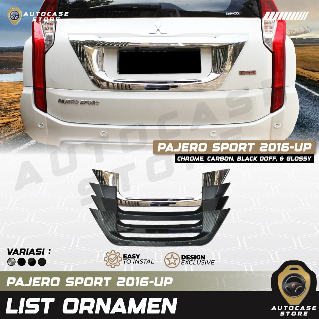 LIST ORNAMENT BAGASI PAJERO SPORT 2016-2025 UP AKSESORIS MOBIL PNP