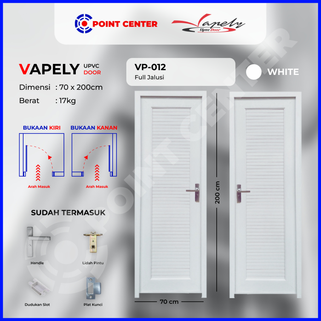 TERMURAH Pintu Kamar Mandi Vapely FULL JALUSI WHITE (FULL GARIS) PUTIH