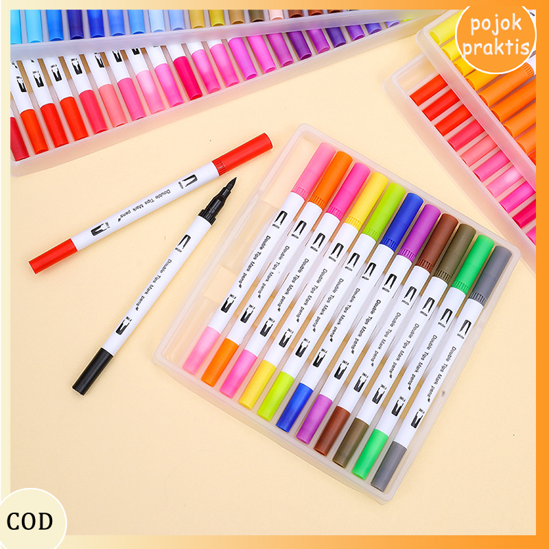 

✨ Spidol Warna Dual Head / Brush Pen Set / 12-36-80-100 Warna
