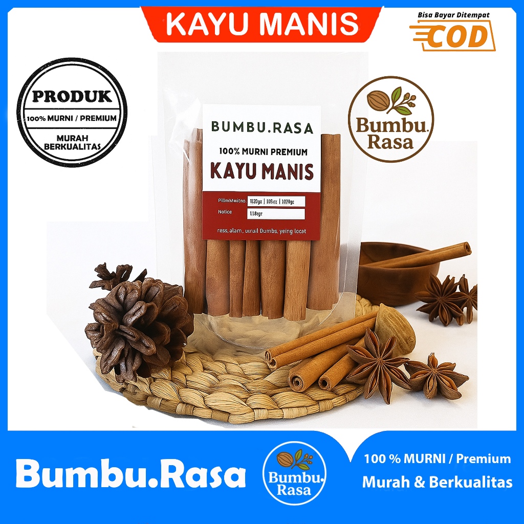 

Kayu Manis / Cinnamon Stick Premium 100% Asli Nusantara | Rempah Alami | Bumbu Masakan & Minuman Herbal
