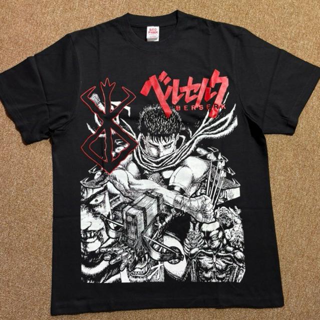 (H) Kaos Berserk Bootleg Dog Farm Hitam L Anime