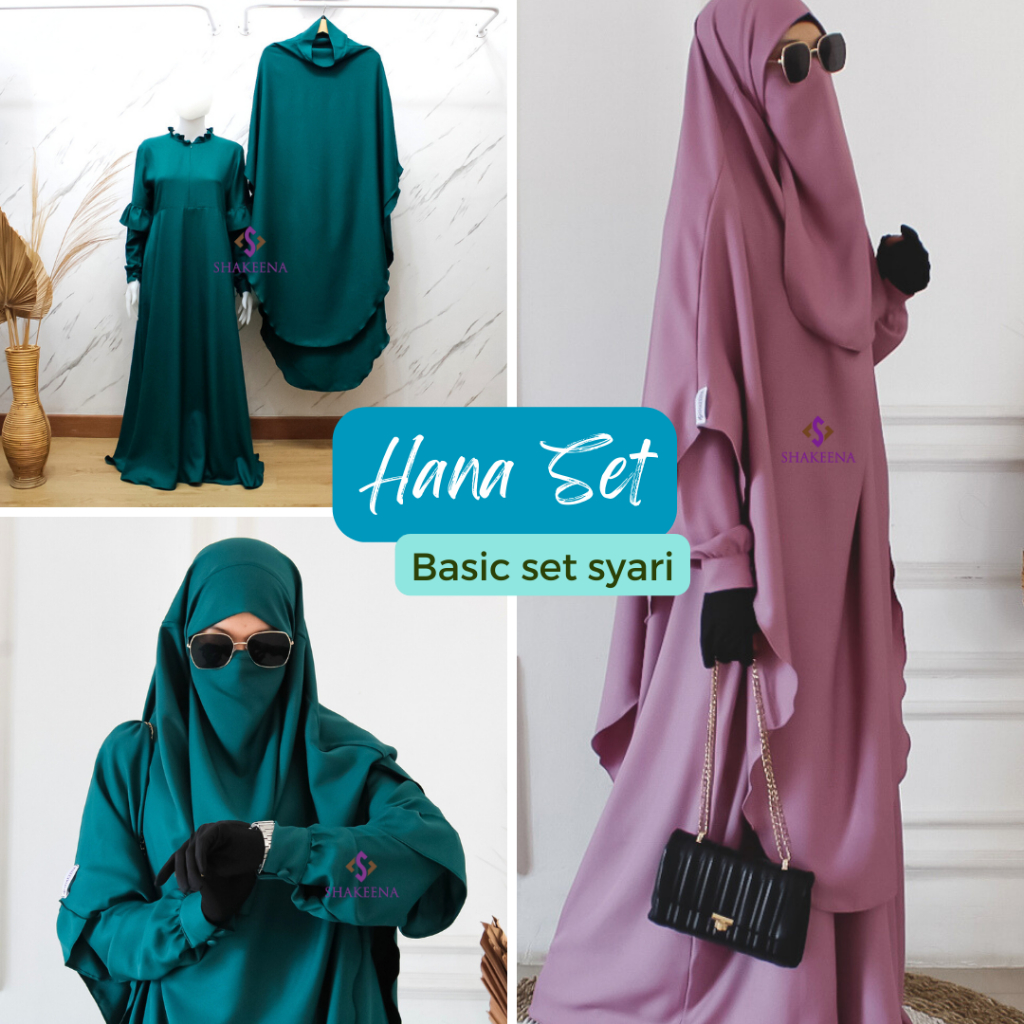 GAMIS SET KERUDUNG JUMBO shakila free cadar tali - Gamis Set Abaya Cadar Syari Umroh Khimar Jumbo