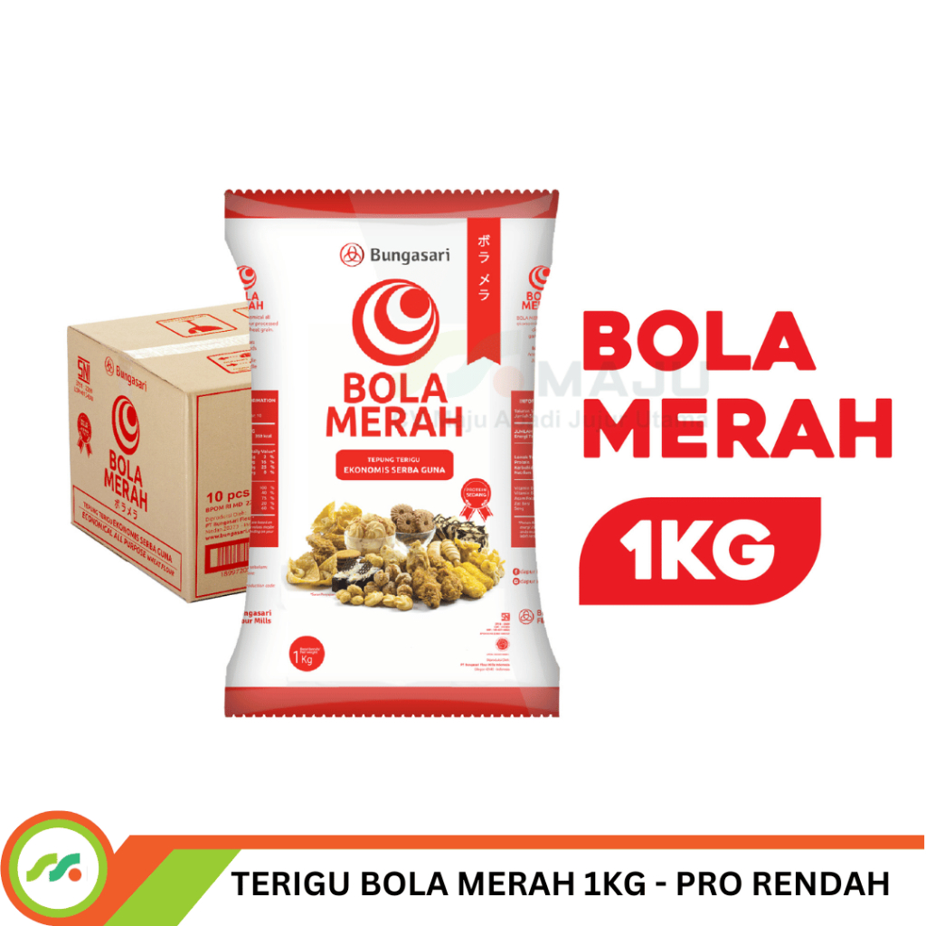 

TERIGU BOLA MERAH 1 DUS ISI 10 PCS - PROTEIN RENDAH
