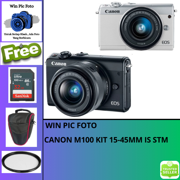 Kamera Canon M100 Kit 15-45mm F3.5-6.3 IS STM / Camera Canon / Kamera Mirrorless / Camera Mirrorless