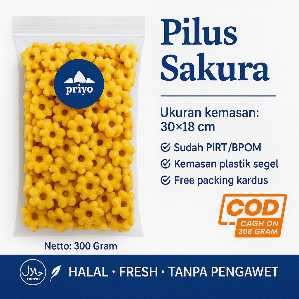 

PRIYO SNACK Pilus Sakura 300 Gram Renyah Gurih Halal