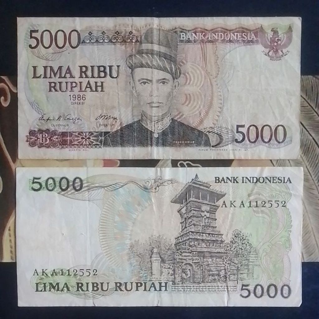 UANG KUNO ASLI 5000 RUPIAH TAHUN 1986