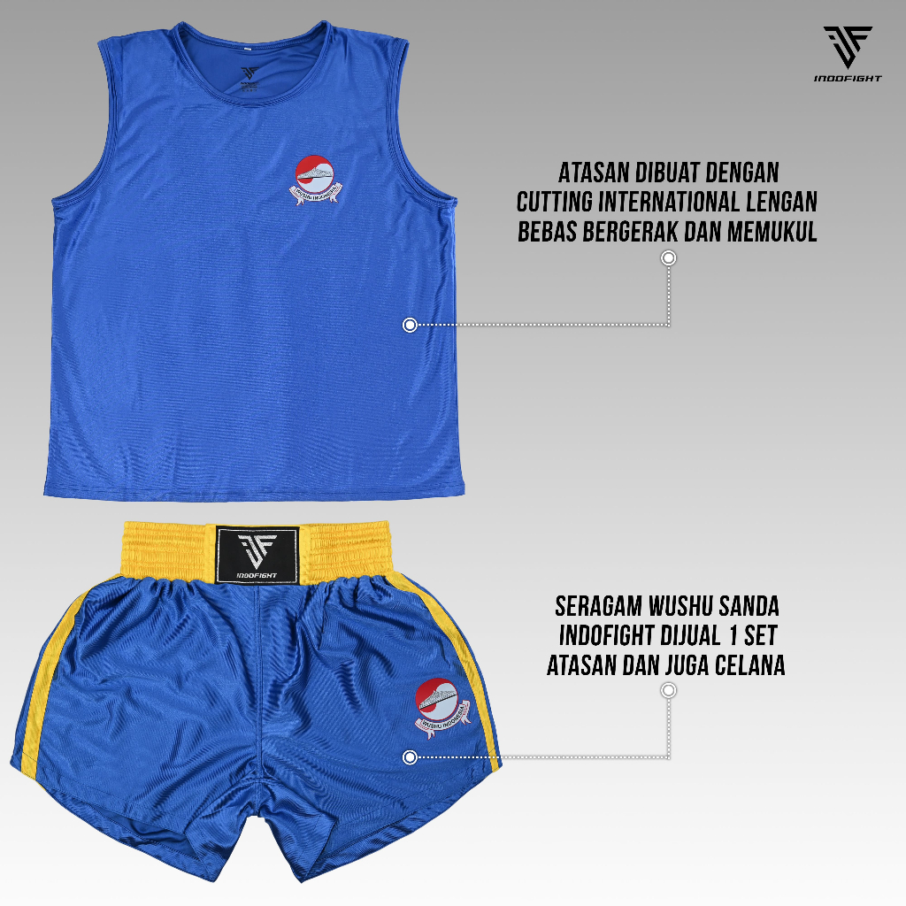Seragam Tanding Wushu Sanda Indofight Baju Tanding Wushu Sanshou 1 Set Co