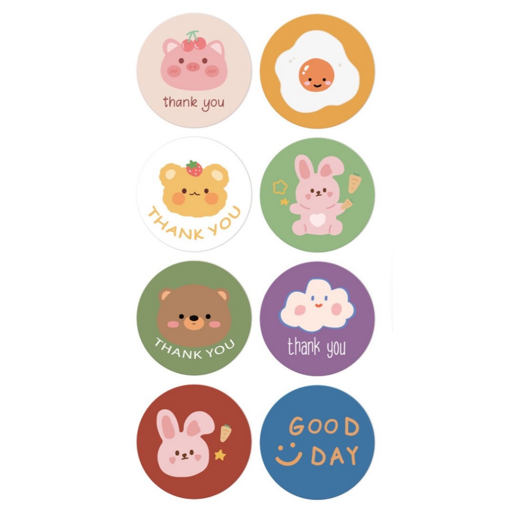 

50pcs Cute Gingham Bear Bunny Round Seal Sticker Stiker Segel Lucu Online Shop Packaging Label Segel Box