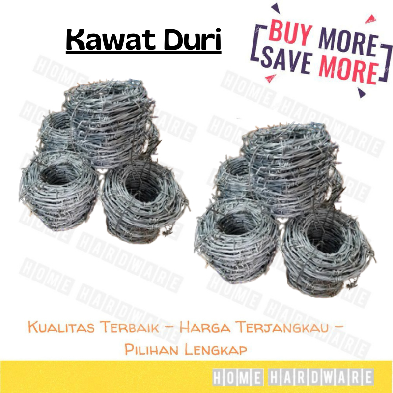 Kawat Duri Pagar Galvanis 35 Meter 1 Roll / Kawat Pengaman Pagar / Kawat Berduri