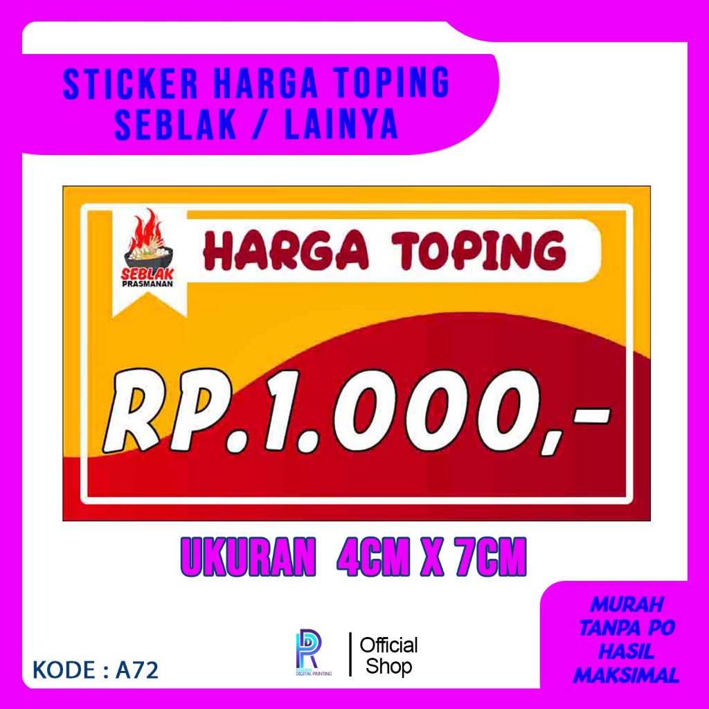 STIKER TOPING SEBLAK , STIKER HARGA SEBLAK , STIKER HARGA TOPING1