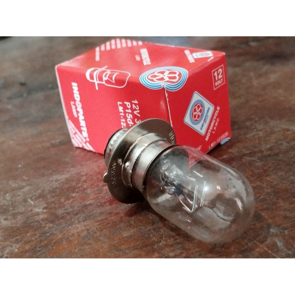 (isi 10bj) bohlam dop lampu depan stop lamp kaki 1 indoparts 12volt 35watt LM1-123535 P15d-25-1