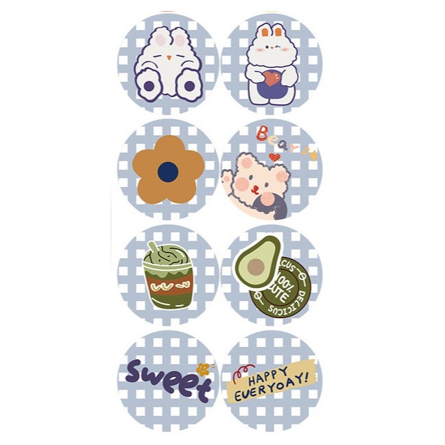 

50pcs Avocado Blue Plaid Seal Sticker Stiker Terimakasih Online Shop Packing Seal Packaging Kardus