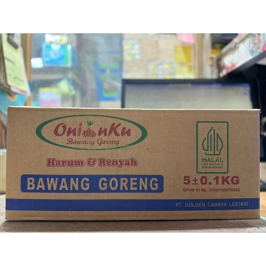 

Bawang Goreng Onionku @ 5 kg / 1 dus
