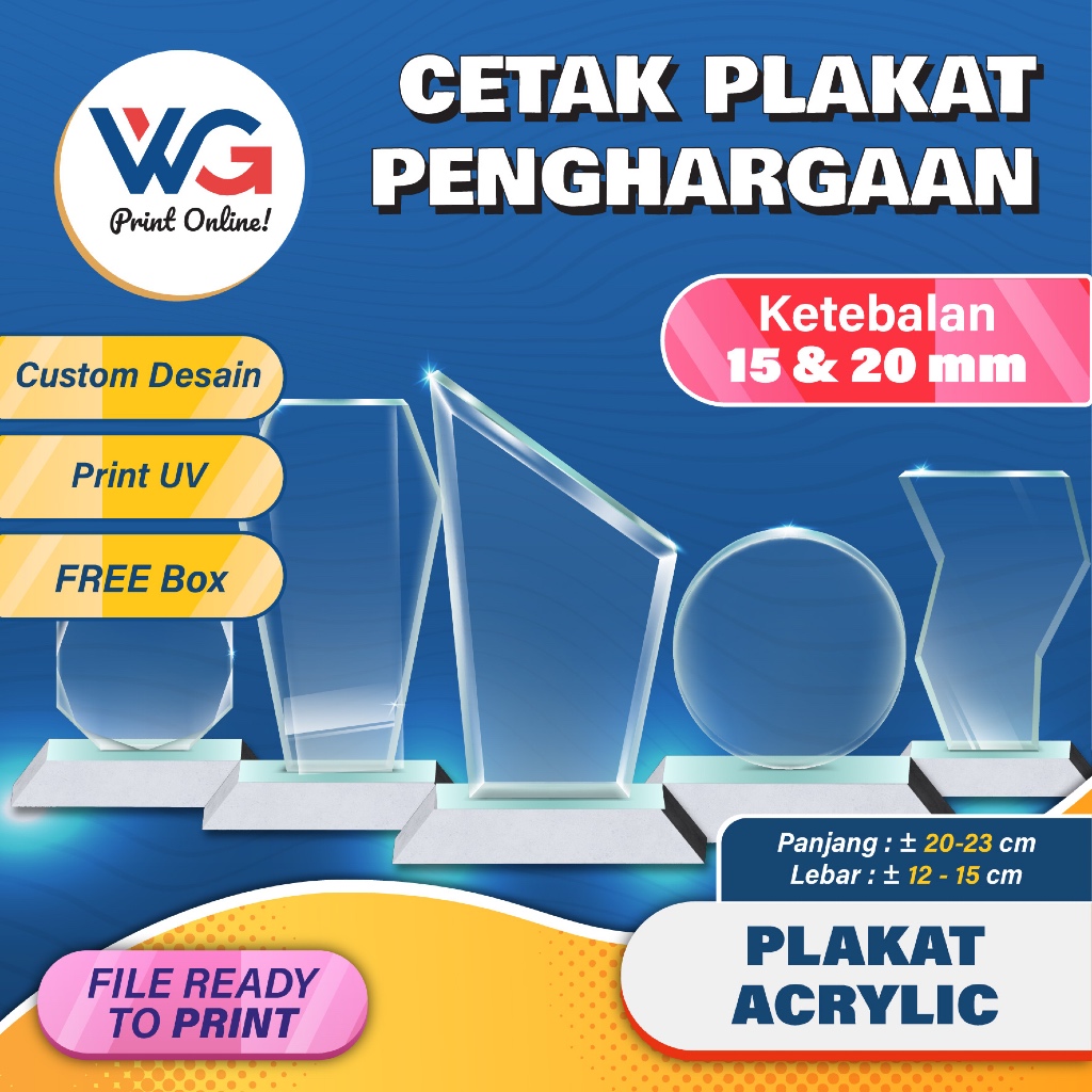 Cetak Plakat Akrilik Custom | Plakat Acrylic Elegan untuk Penghargaan, Kenang-Kenangan, & Wisuda