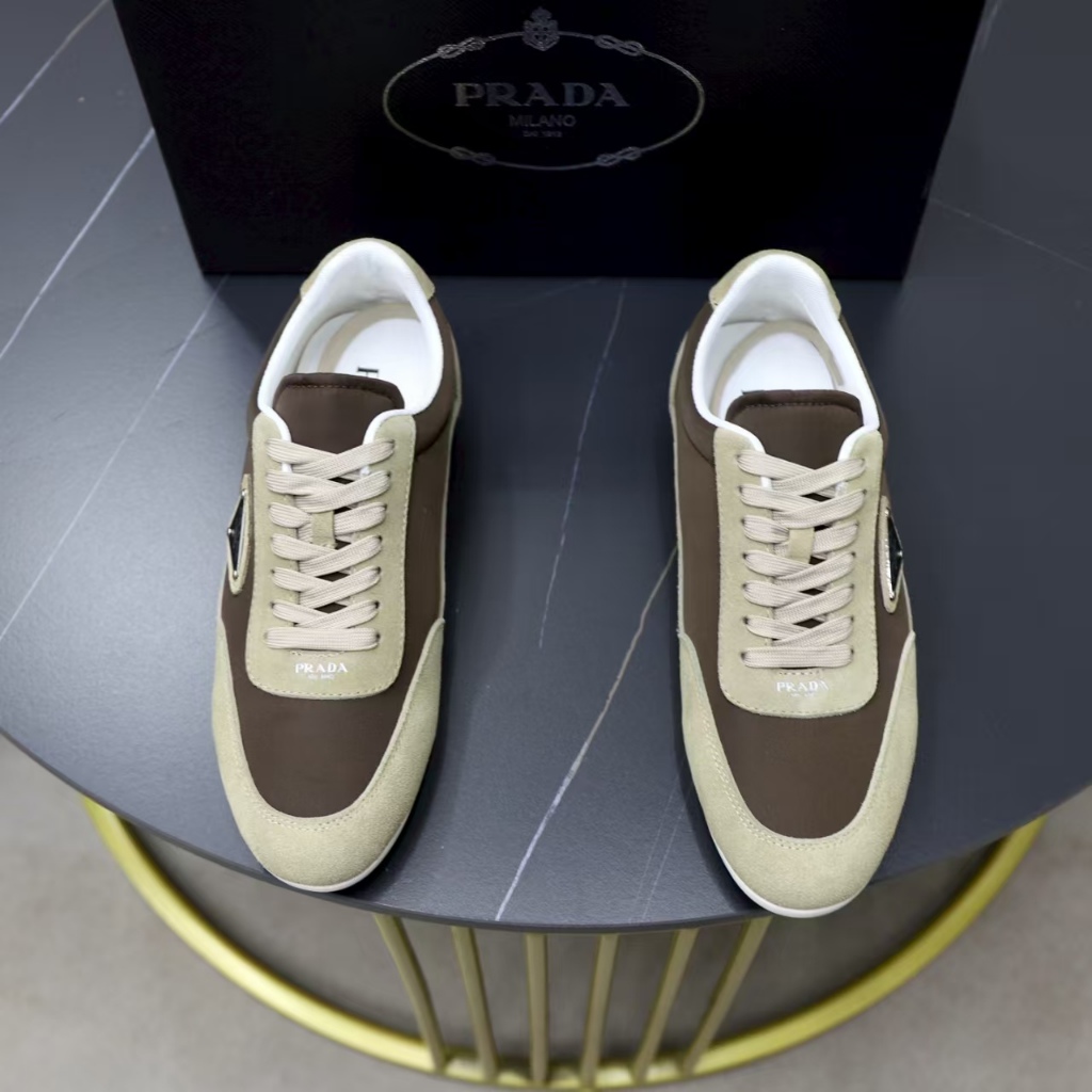 Prada Fashion Men's Casual Shoes New Genuine Leather Sports Shoes Lightweight Running Shoes