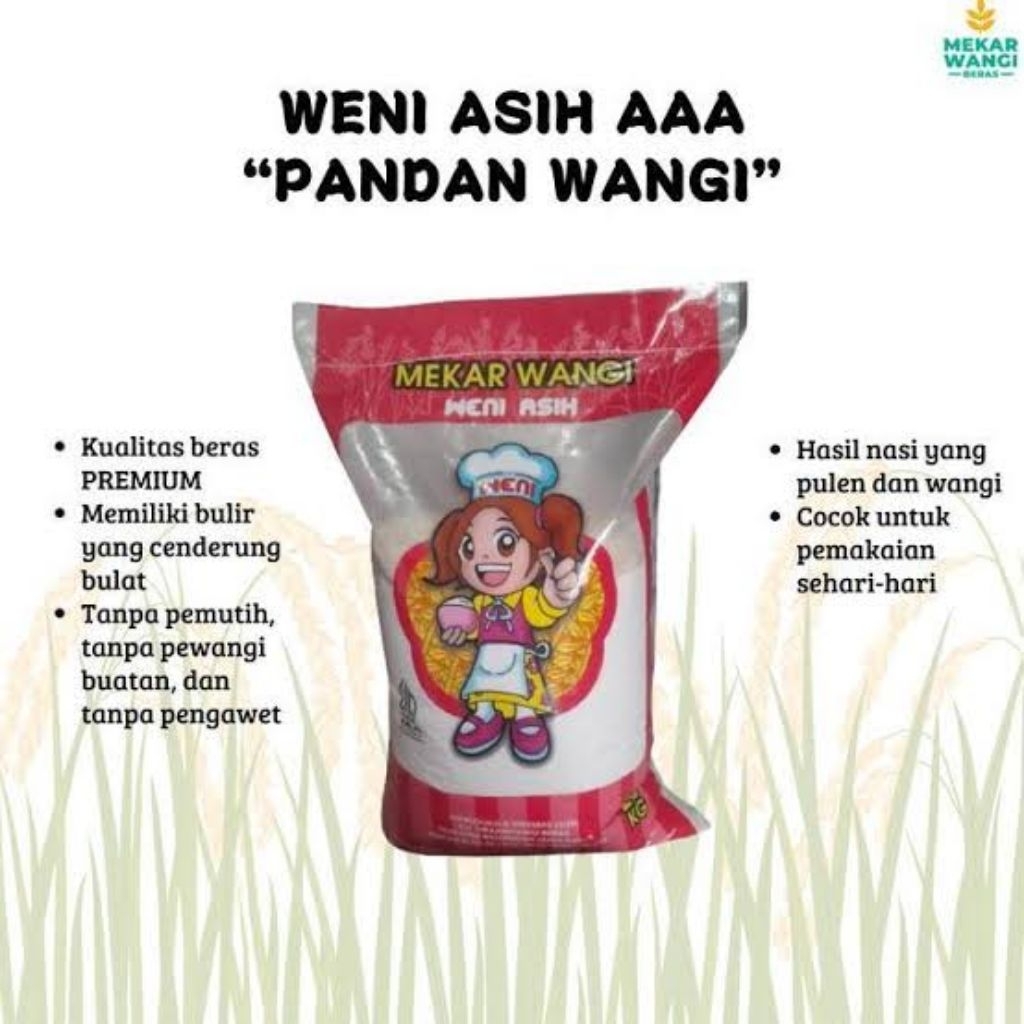 

Beras Weni Asih 5kg Premium — Tanpa Pemutih & Pewangi Buatan