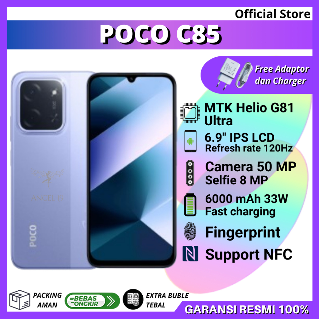 POCO C85 NFC 8/256 GB - POCO C85 NFC 6/128 GB GARANSI RESMI - BATTERAI BESAR 6000 mAh