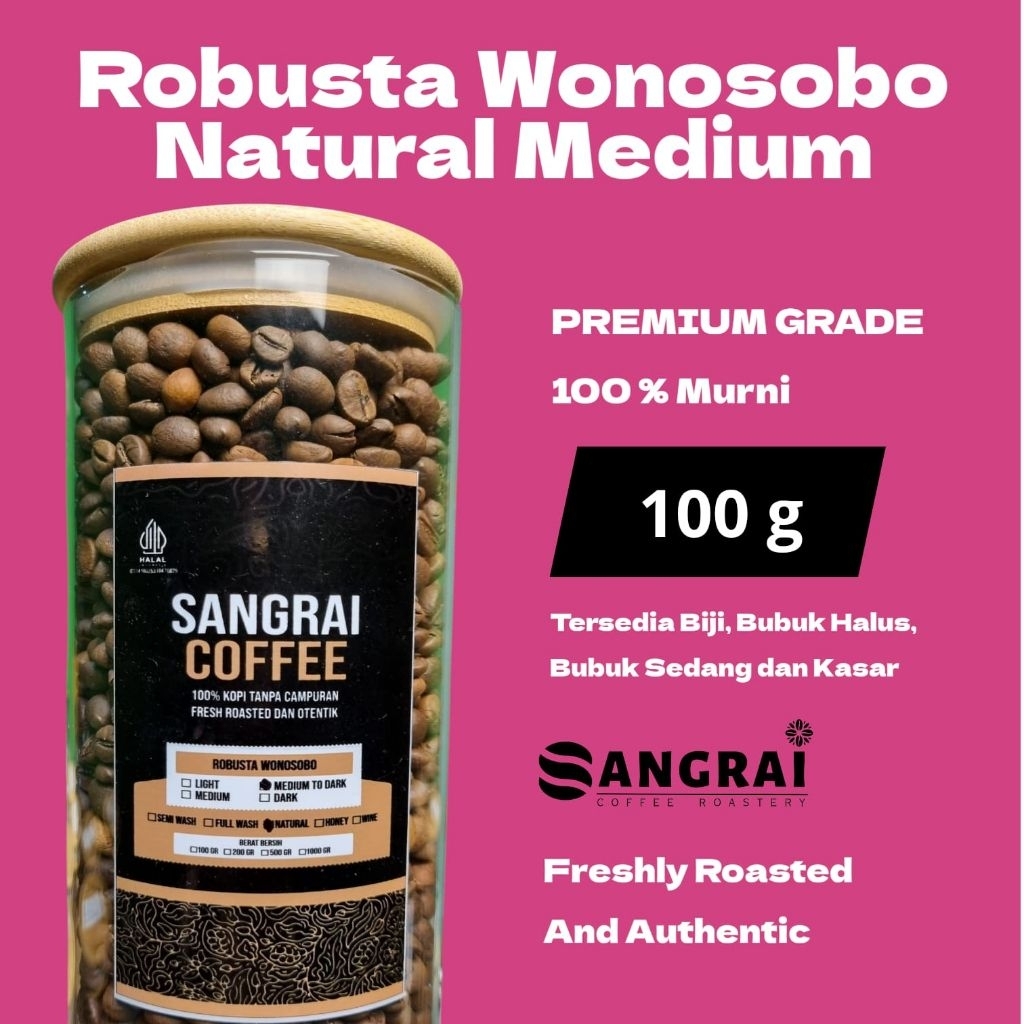 

Kopi Robusta Natural Wonosobo Sangrai Medium To Dark Roast Murni Tanpa Campuran
