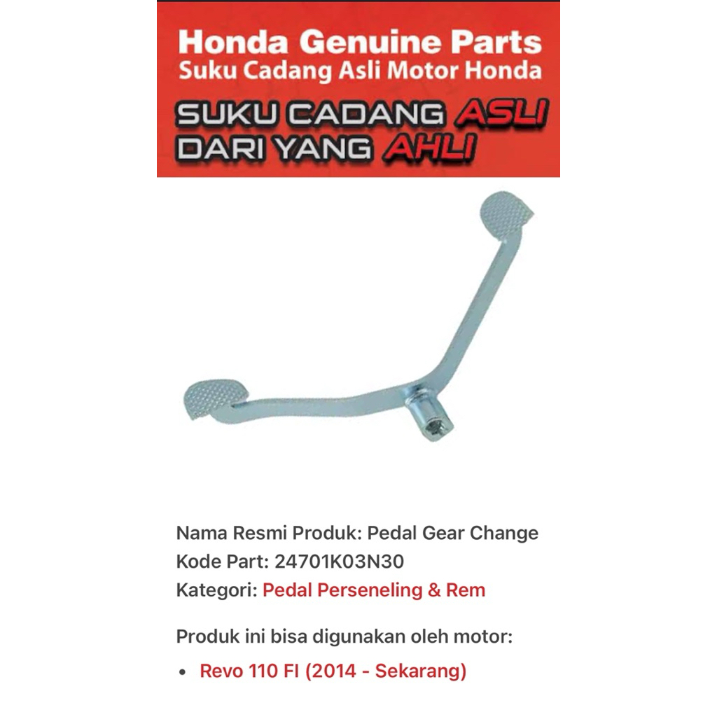 24701K03N30 Pedal Gear Change Honda Revo 110 FI