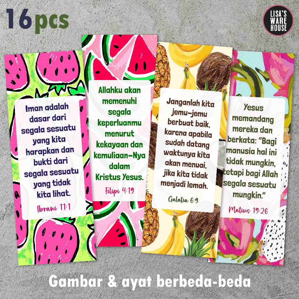 

16 Pcs Pembatas Alkitab Remaja Fruity Volume 01