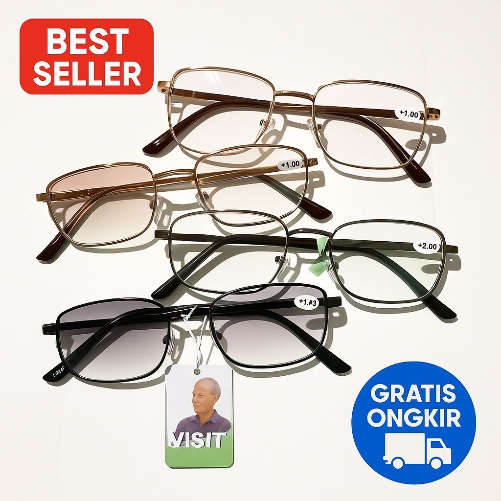 Kacamata Baca Plus Frame besi Kokoh