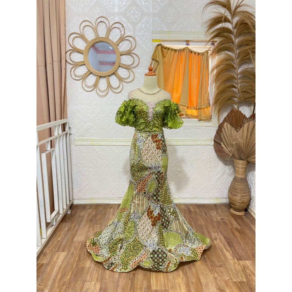 gaun premium gaun penyanyi baju penyanyi elegant mewah baju penyanyi kombinasi batik duyung