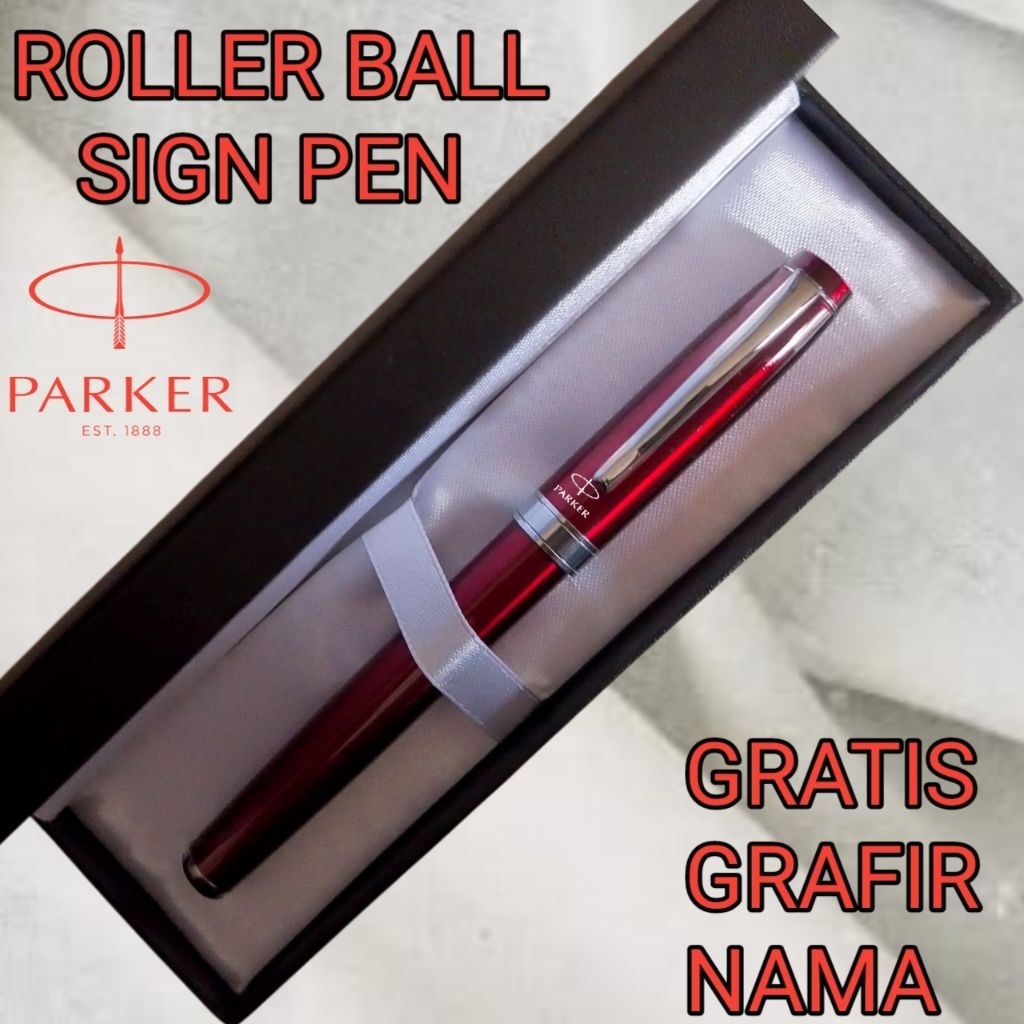

Ballpoint Mewah Roller Ball Sign Pen Red Maroon Style Parker Gratis Grafir Nama Dan Box Exlusive