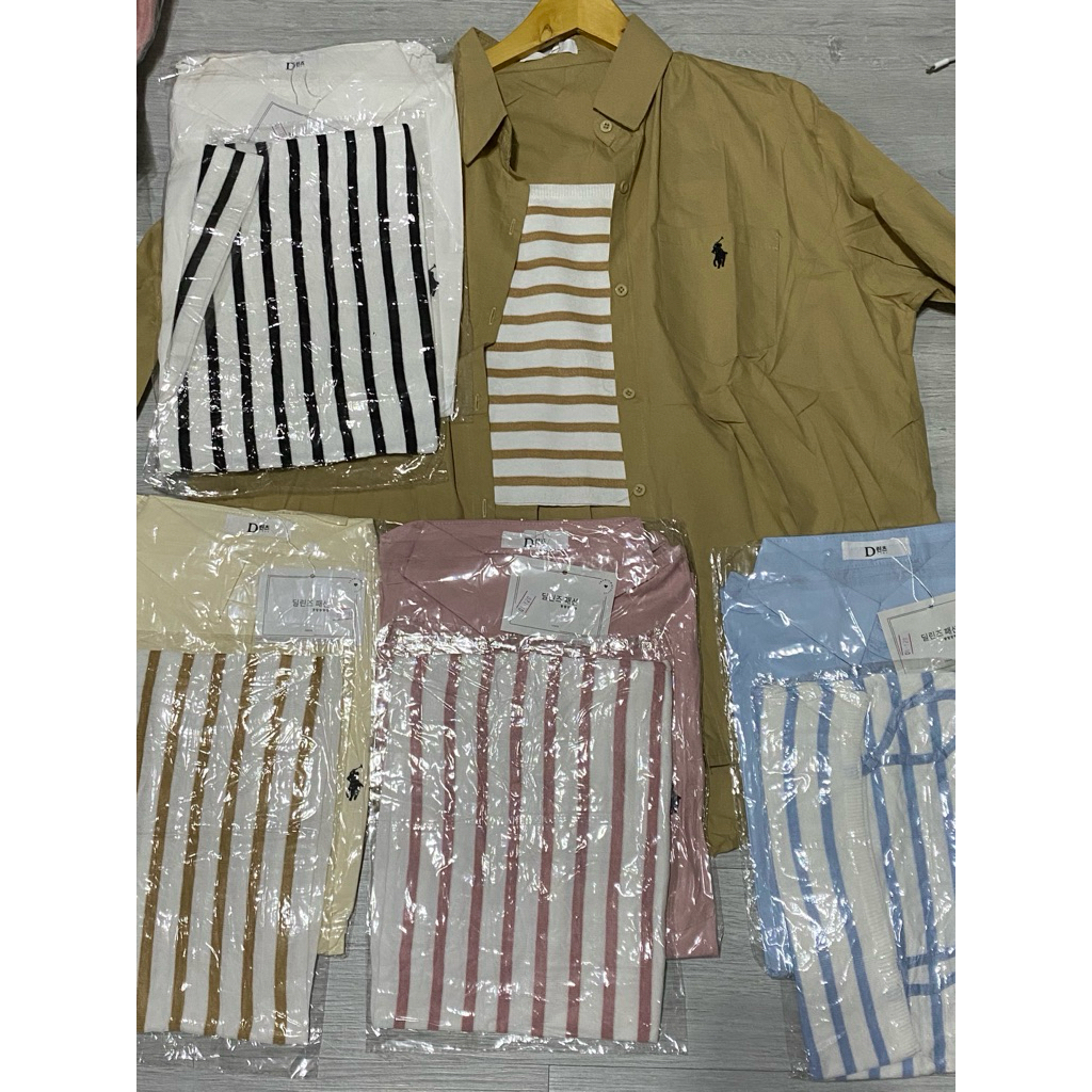 kemeja daleman salur motif kuda atasan cewek