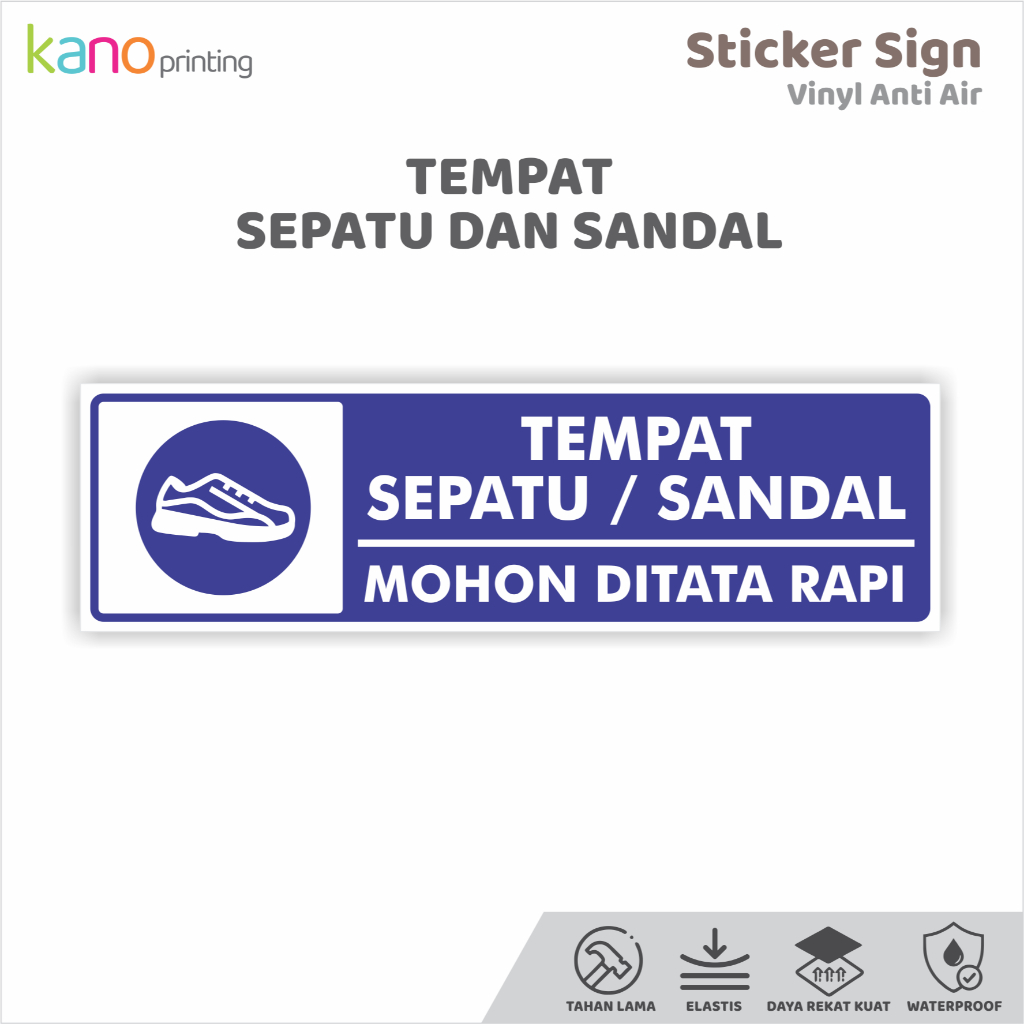

STICKER VINYL SIGN | TEMPAT SEPATU DAN SANDAL | 24,5 CM X 7 CM | TAHAN AIR