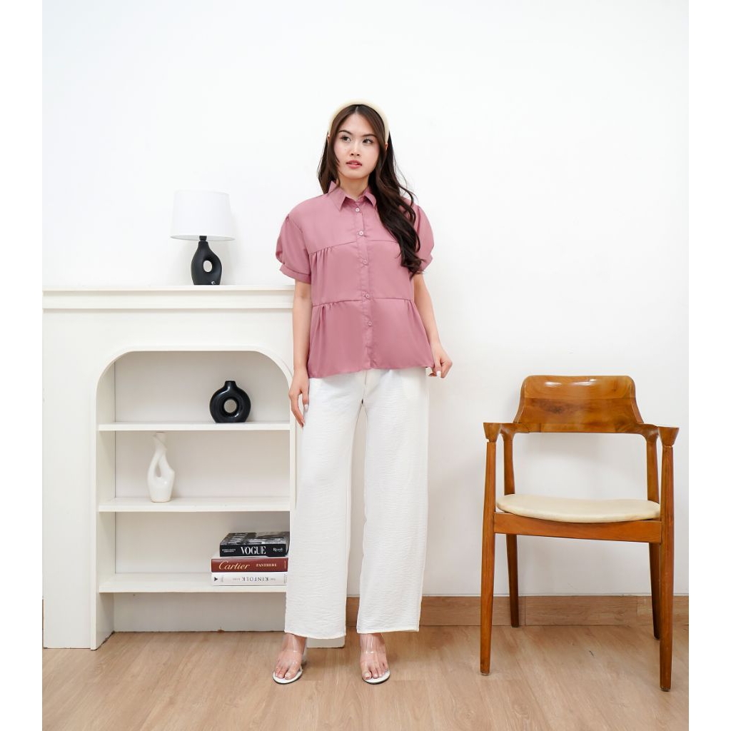 kemeja blus wanita model korea kekinian