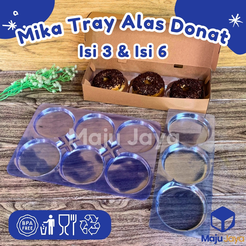 Maju Jaya - Mika Tray Alas Tatakan Donat Isi 3 Lubang Isi 6 Lubang / Tray Mika Alat Donat Sekat 3 Se