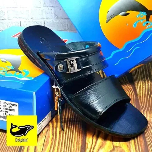 Promo Termurah Sandal Dolphin Kulit Asli Pria Sandal Slide Casual Dolphin Original