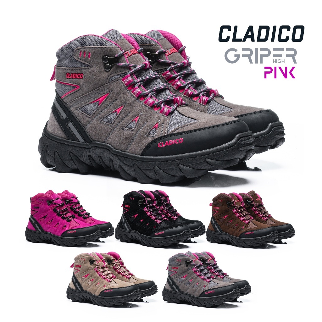 Cladico Sepatu Boots Hiking Gunung muncak Riding Cladico Griper High Pink