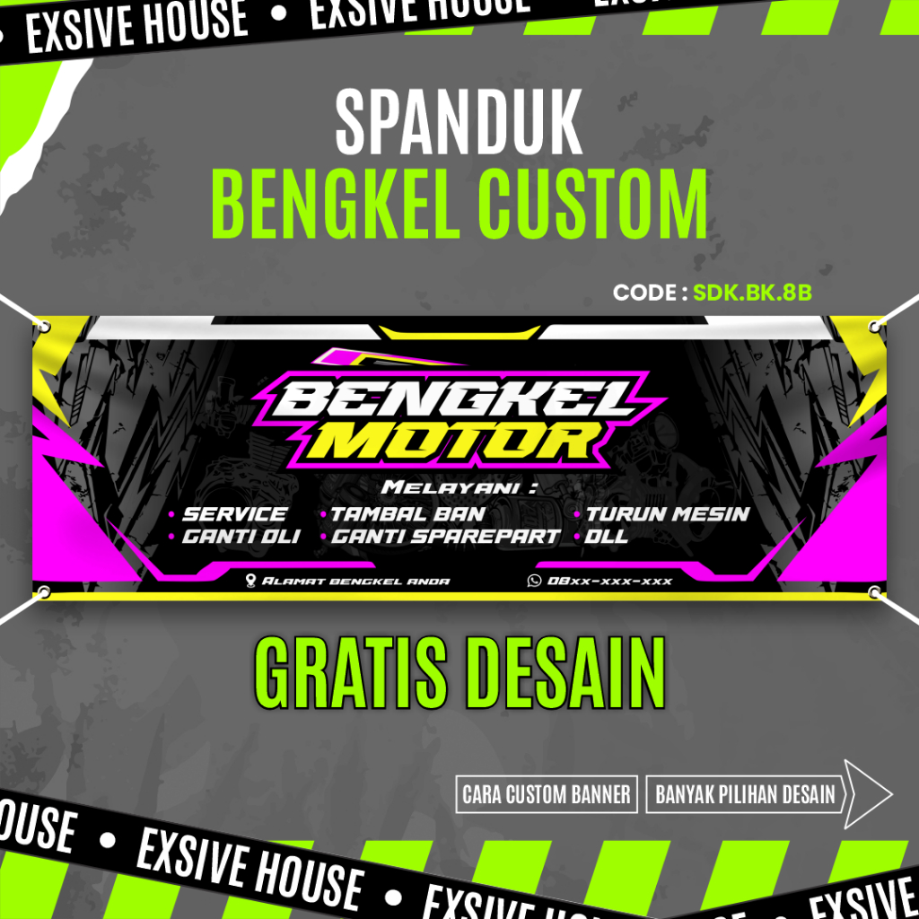 Jasa Print Spanduk Bengkel, Spanduk Custom Gratis Desain